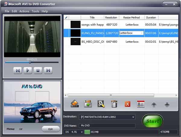 iMacsoft AVI to DVD Converter screenshot