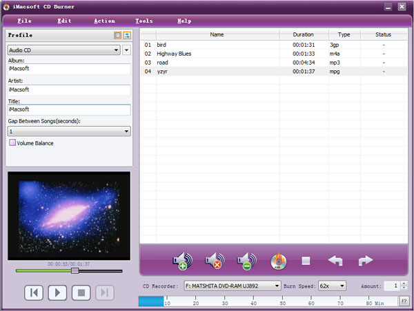iMacsoft CD Burner screenshot