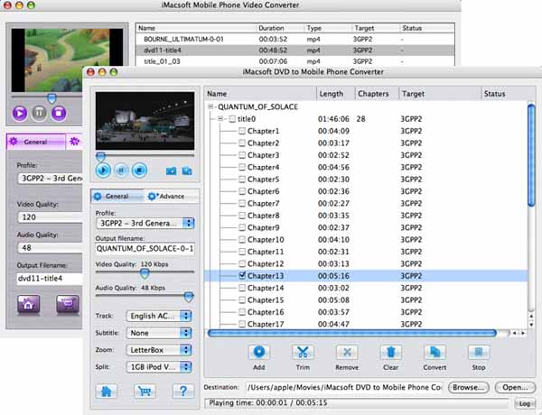 More screenshots of iMacsoft DVD to Mobile Phone Suite for Mac.