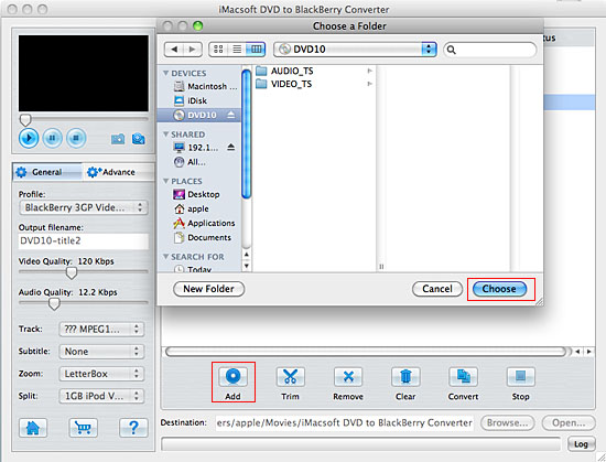 iMacsoft DVD to BlackBerry Converter for Mac