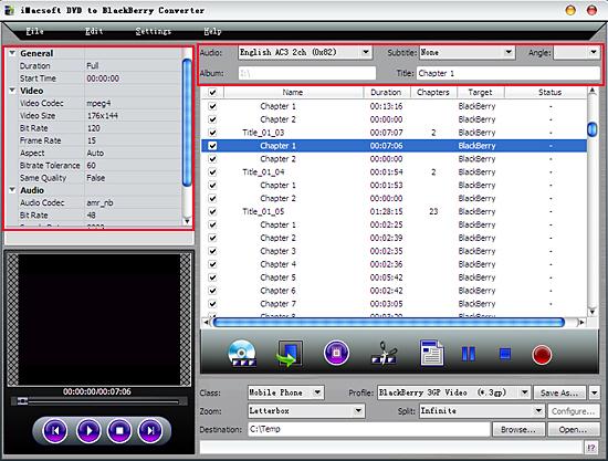 iMacsoft DVD to BlackBerry Converter