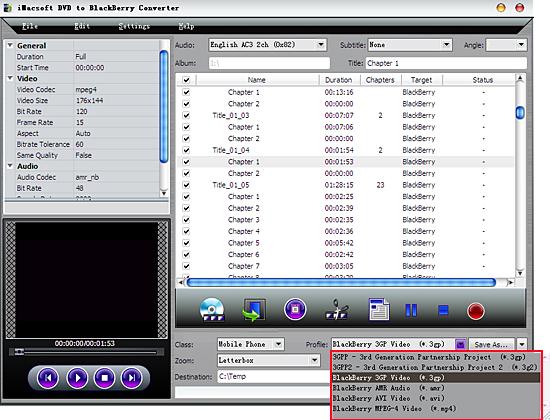 iMacsoft DVD to BlackBerry Converter