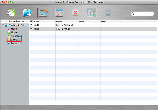 iMacsoft iPhone contact to Mac Transfer